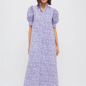 Purple Poppies Ruffle Collar Louisa Maxi Dress